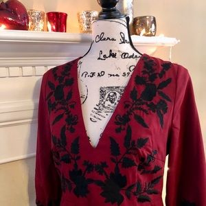 Foxiedox Melia dress with beautiful black embroidery. Only worn once, like new!